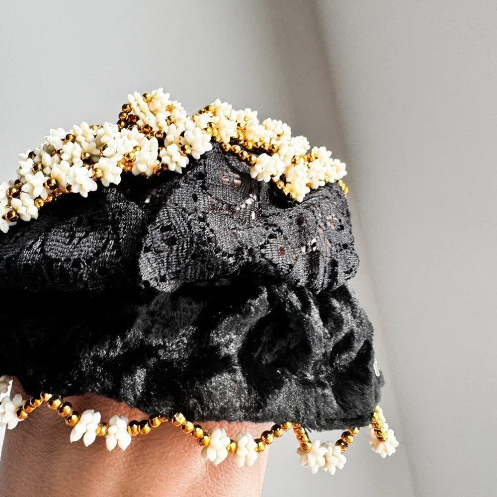 Vintage Beaded Floral Hairbun Cover Hair Accessory